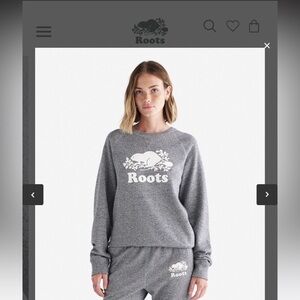 Roots Organic Original Crew. Salt & Pepper. Women’s size small. Fits xs-s.